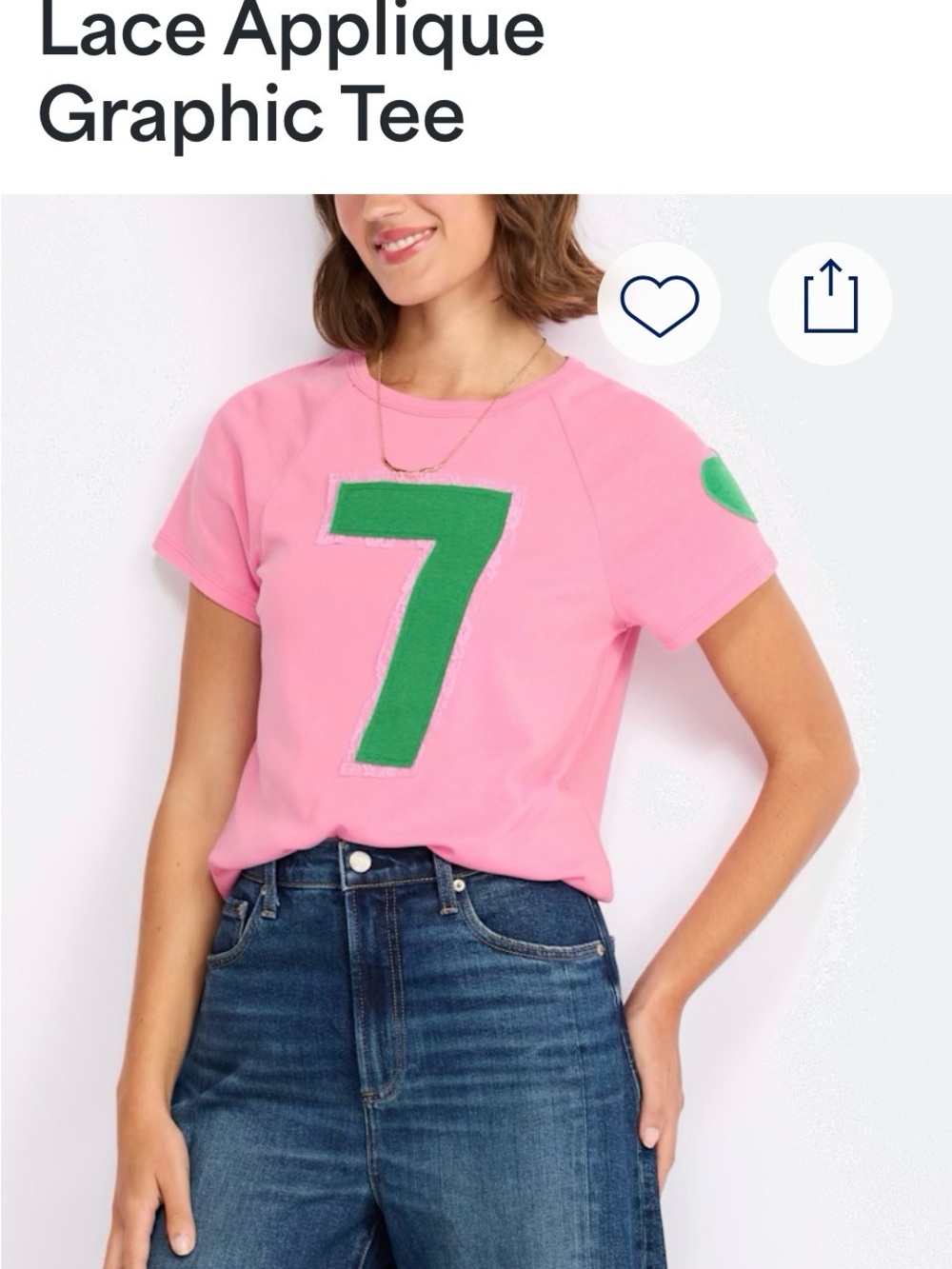 Pink Graphic Tee with Green Number 7